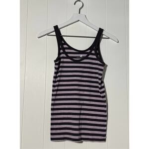 Banana Republic Organic Cotton Greener Tank Top Pink Brown Stipes Medium